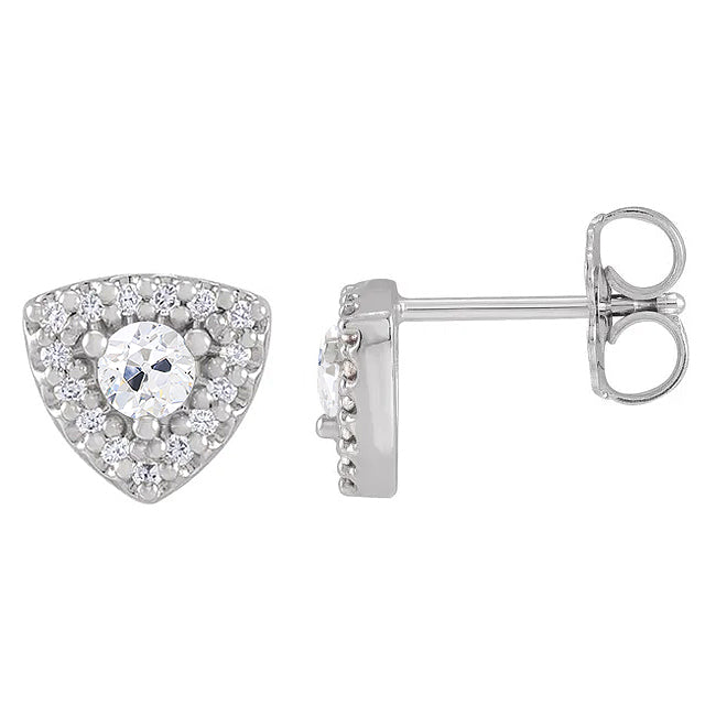 Halo Diamond Stud Old Cut Earrings 4.50 Carats