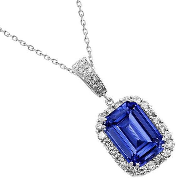 Halo Emerald Gemstone Diamond Pendant Gold