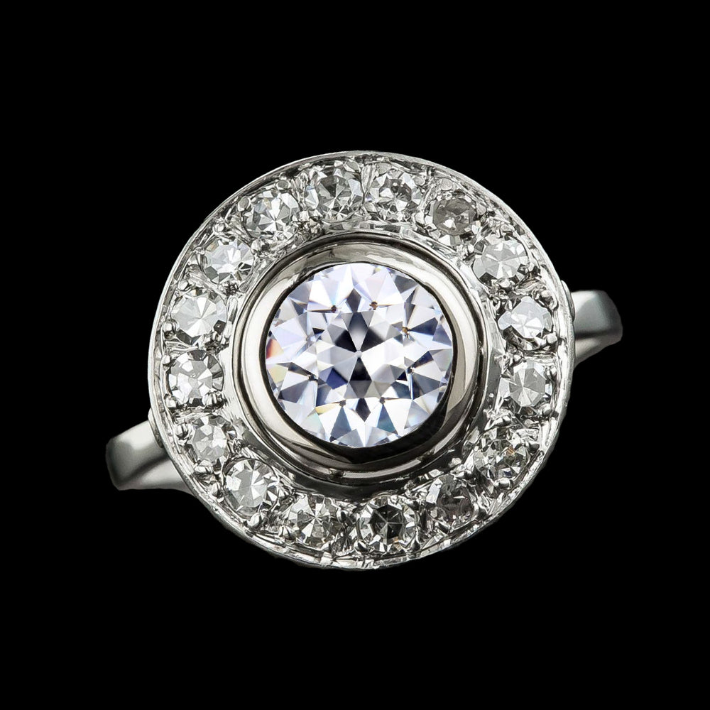 Halo Engagement Old miner Bezel Set Ring