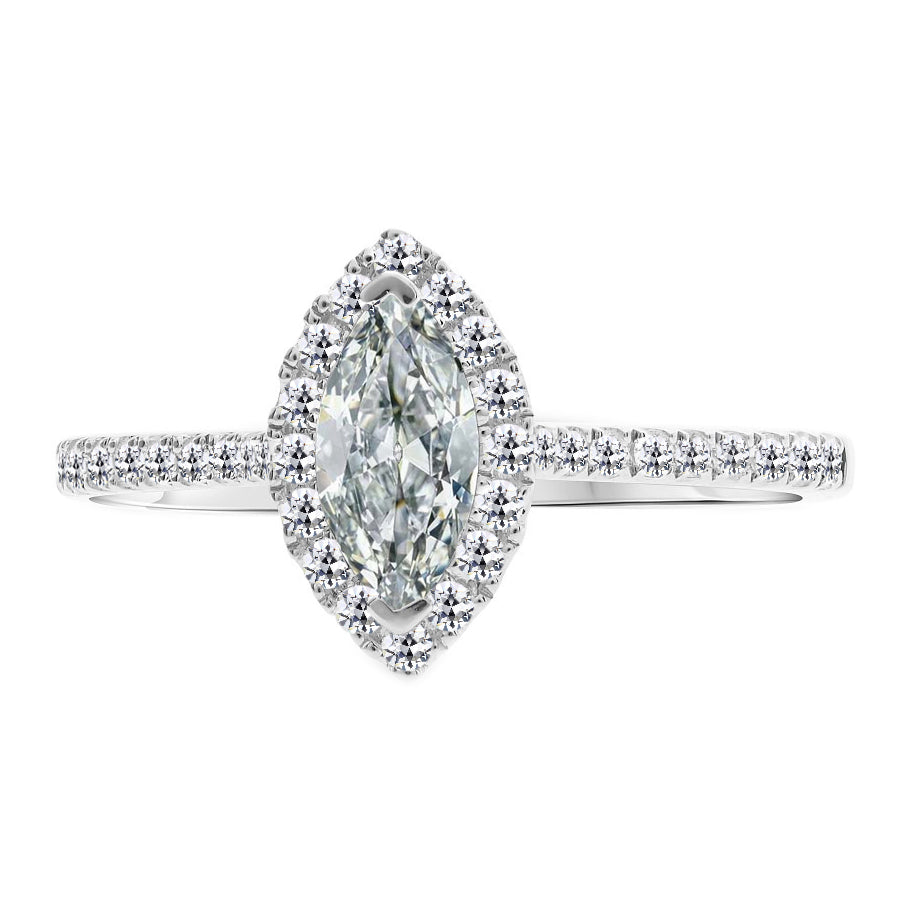Halo Engagement Ring 2.50 Carats Old Cut Marquise Diamond Jewelry