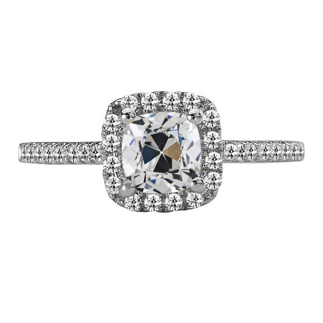 Halo Engagement Ring Old Miner Cut Diamond