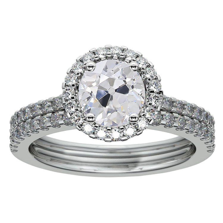Halo Engagement Ring Set