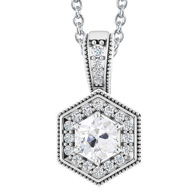 Halo Gold Diamond Pendant Old Miner Cut Jewelry