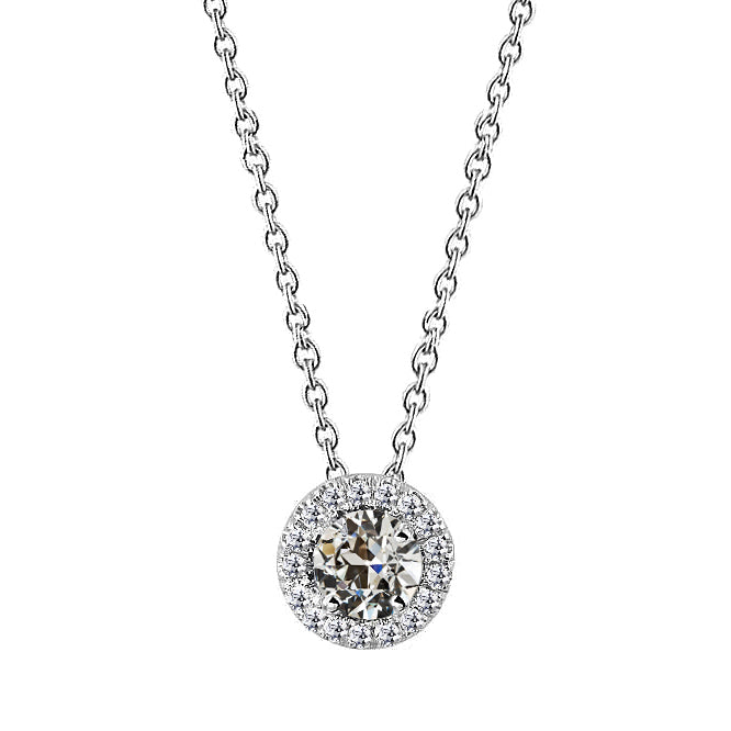 natural round diamond 2ct pendant front view