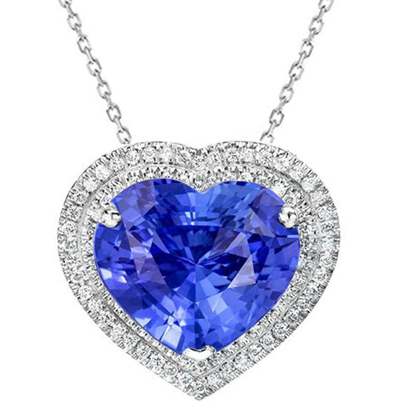 Halo Light Blue Sapphire Diamond Pendant Gold