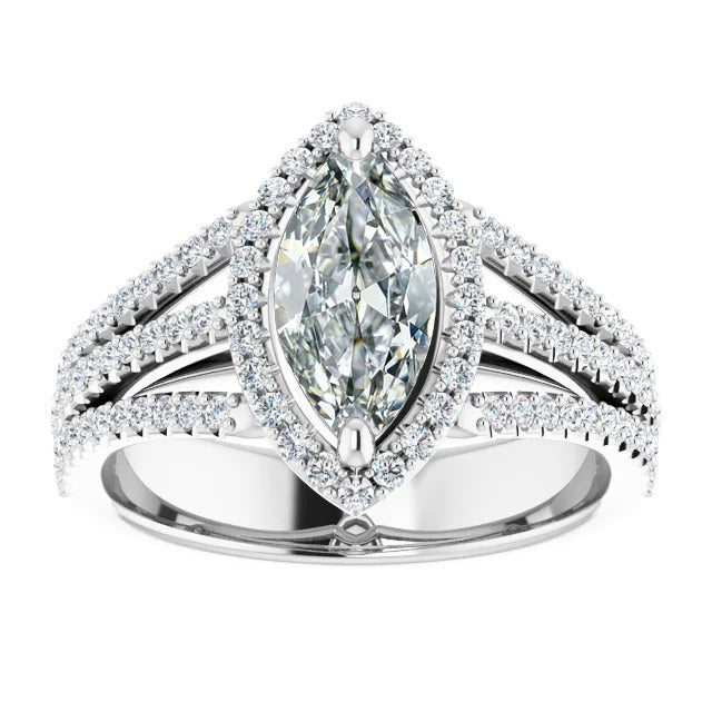 Halo Marquise Old Cut Diamond Ring