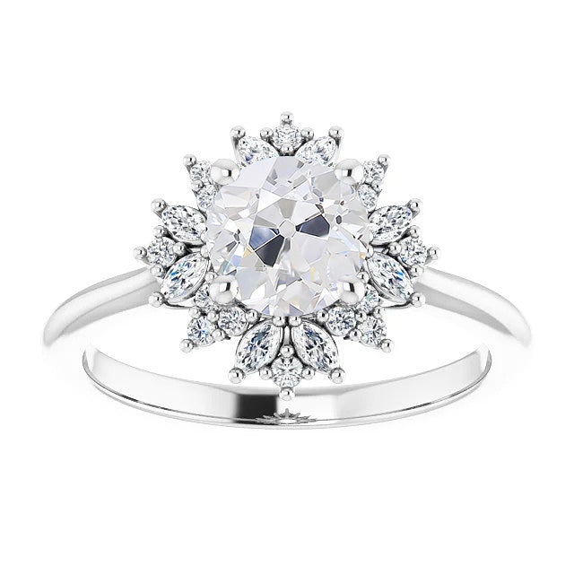 Halo Marquise & Round Old Miner Diamond Ring