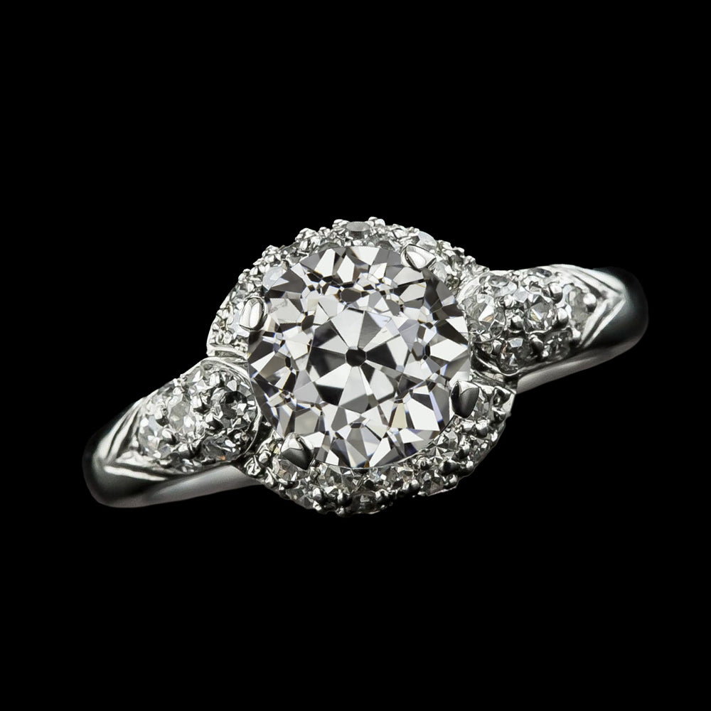 Halo Old Miner Round Diamond Ring 3 Carats