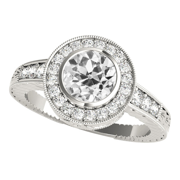 Halo Old Cut Round Diamond Ring