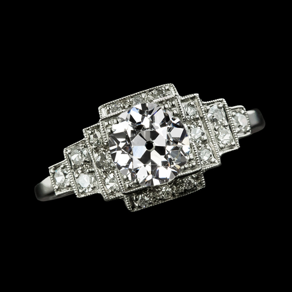 Halo Old Cut Round Diamond Ring