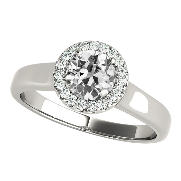 Halo Old Miner Diamond Engagement Ring White Gold