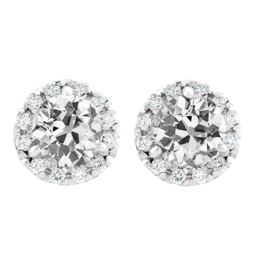 Halo Old Miner Diamond Studs 8 Carats Prong Set