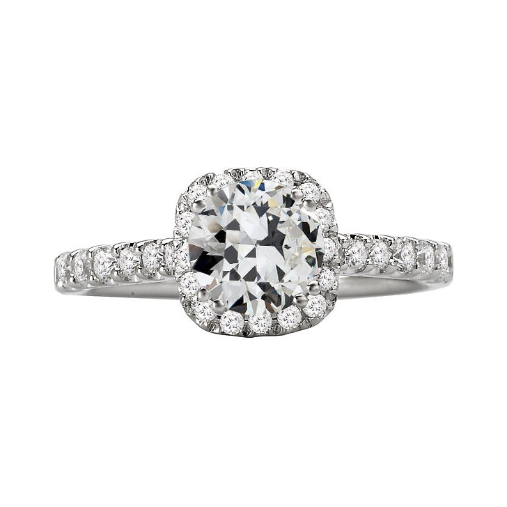 Lady’s Unique Style White Sparkling Weeding Engagement White gold Halo Old Miner Diamond Anniversary Ring White Gold