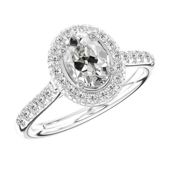 Halo Oval Old Miner Diamond Anniversary Ring 4.50 Carats