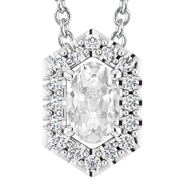 Halo Oval Old Miner Diamond Pendant White Gold