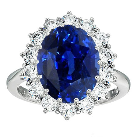 Halo Oval Sapphire Ring 5 Carats Diamond Flower Style