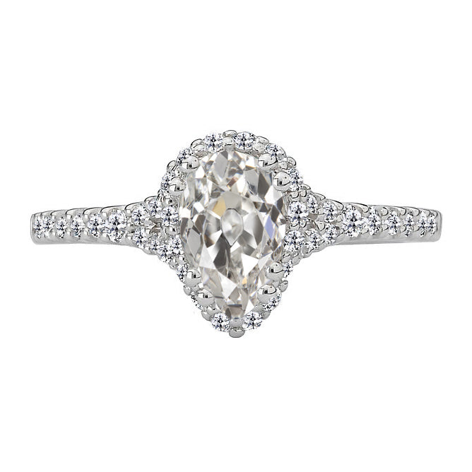 Halo Old Miner Cut Diamond Wedding Ring White Gold