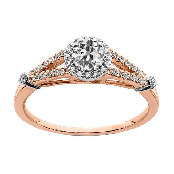 Halo Ring Engagement Old Miner Diamond Two Tone