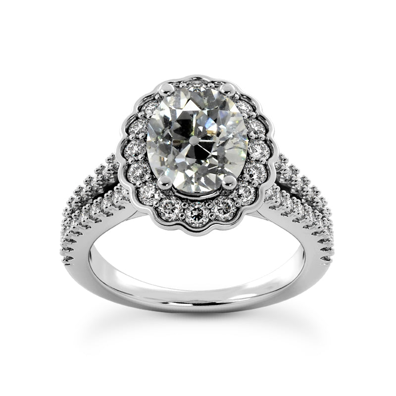 Halo Ring Old Miner Oval Diamonds