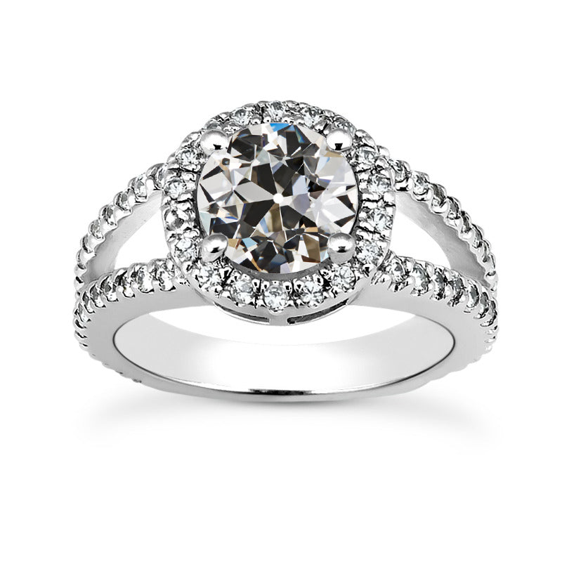 Halo Ring Old Miner Cut Diamond Gold