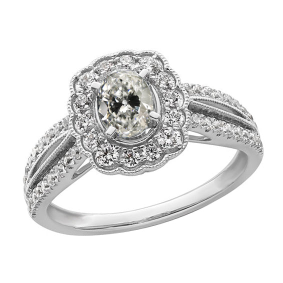 Halo Ring Oval Old Miner Diamond