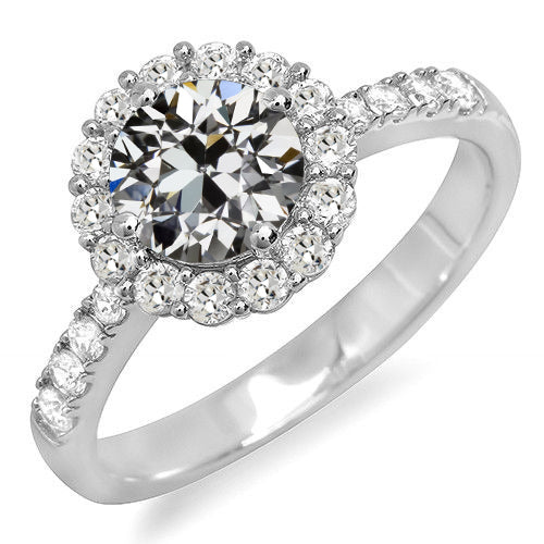 Halo Ring Old Miner Diamond Flower Style