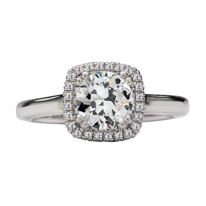 Halo Ring Round Old Miner Diamond