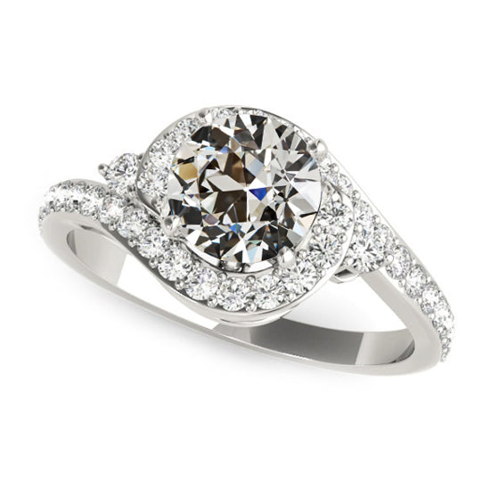 Halo Ring Round Old Miner Diamond