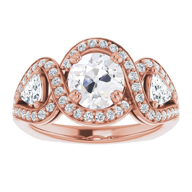 Halo Ring Trillion & Round Old Cut