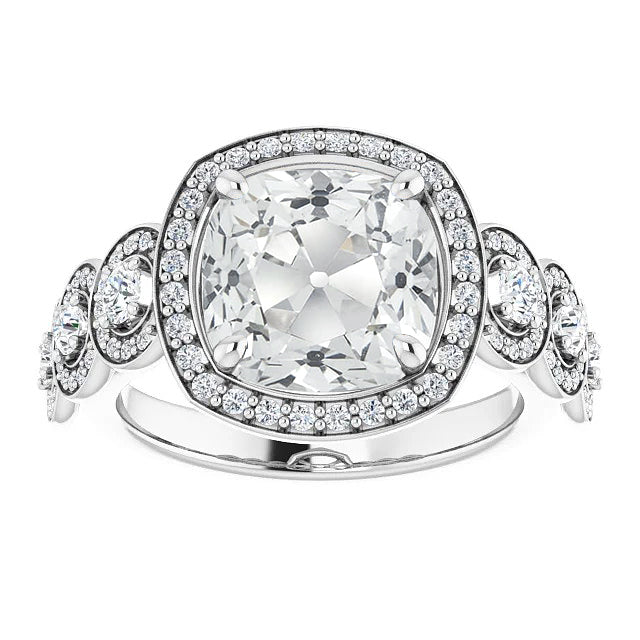 Halo Ring With Accents Old Miner Diamond Gold