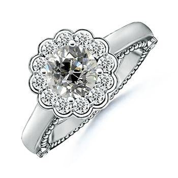natural round diamond 2ct ring front view