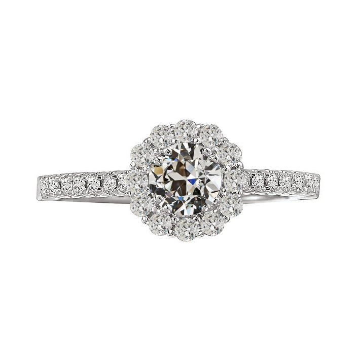 Lady’s Unique Style White Sparkling Weeding Engagement White gold Halo Round Old Miner Diamond Anniversary Ring