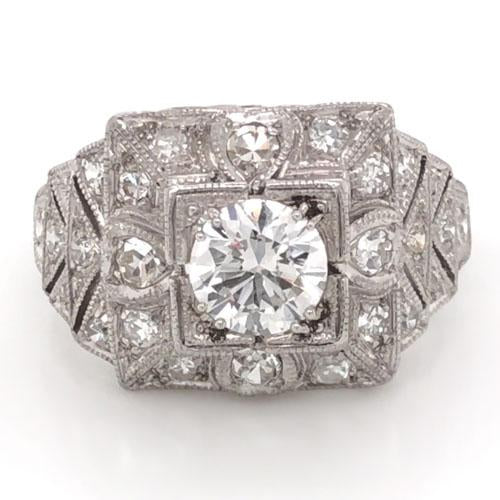 Antique Style Halo Old Miner Round Diamond Ring