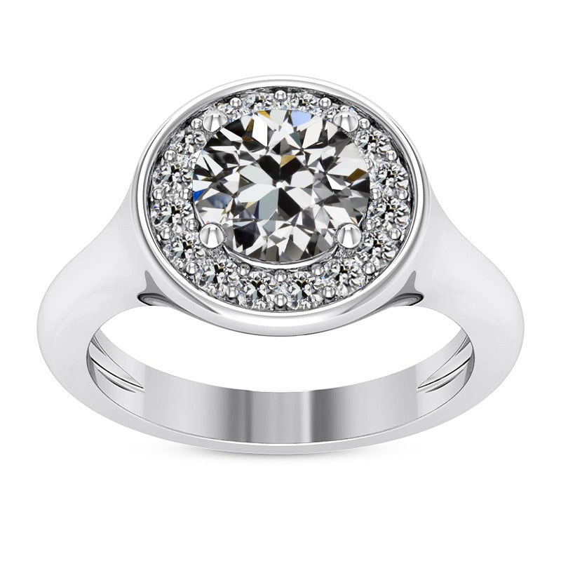 Halo Round Old Miner Diamond Ring Ladies Jewelry