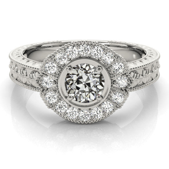 Halo Round Old European Diamond Ring