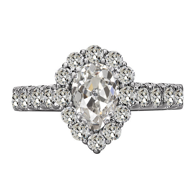 Halo Old Miner Cut Diamond Anniversary Ring Gold