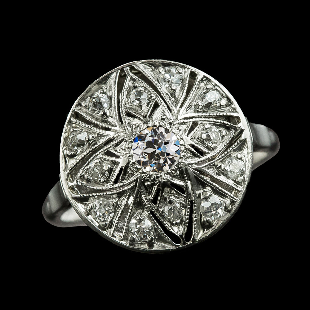 Halo Wedding Ring Old Miner Round Diamonds