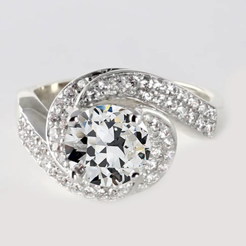 Halo Wedding Ring Old Miner Diamond