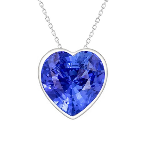 Blue Sapphire Solitaire Pendant Bezel Set