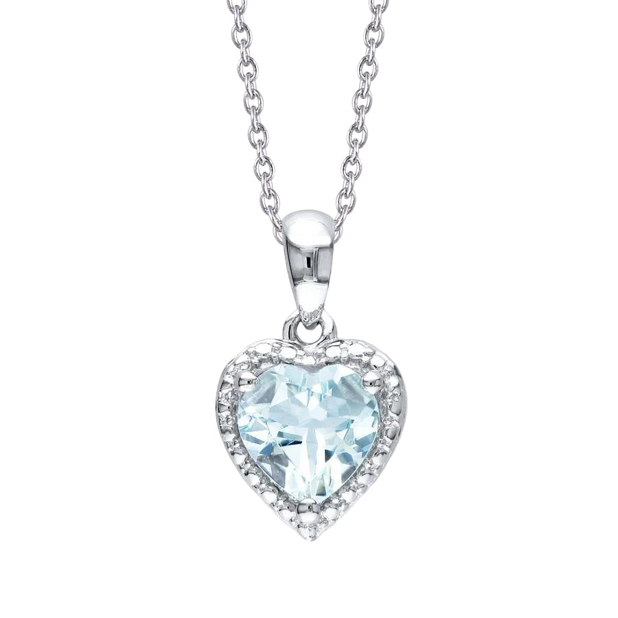 Heart Shape Aquamarine 10 Carat Pendant With Chain White Gold 14K