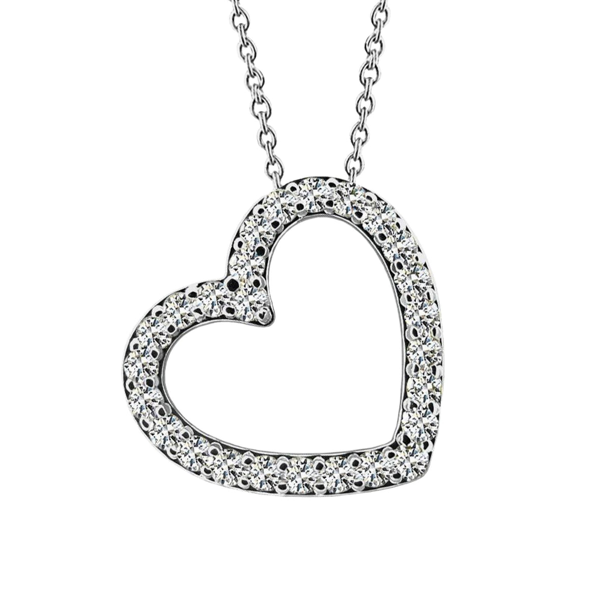 Heart Shaped Pendant Necklace 5.20 Ct Round Cut Natural Earth Mined Diamonds White Gold