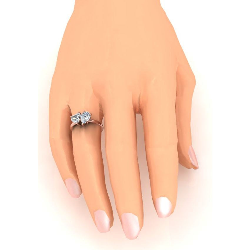 Unique Lady’s Style White Sparkling Engagement White gold Toi Et Moi Diamond Ring 2 Ct Rose Gold Heart & Pear Cut Toi Et Moi Diamond Ring 2 Ct Rose Gold Heart & Pear Cut