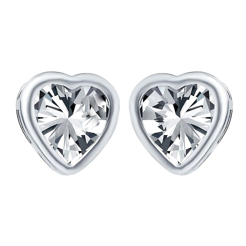Heart Shape GIA Certified Lab Grown Diamond Studs Bezel Ladies Earrings 4 Carats
