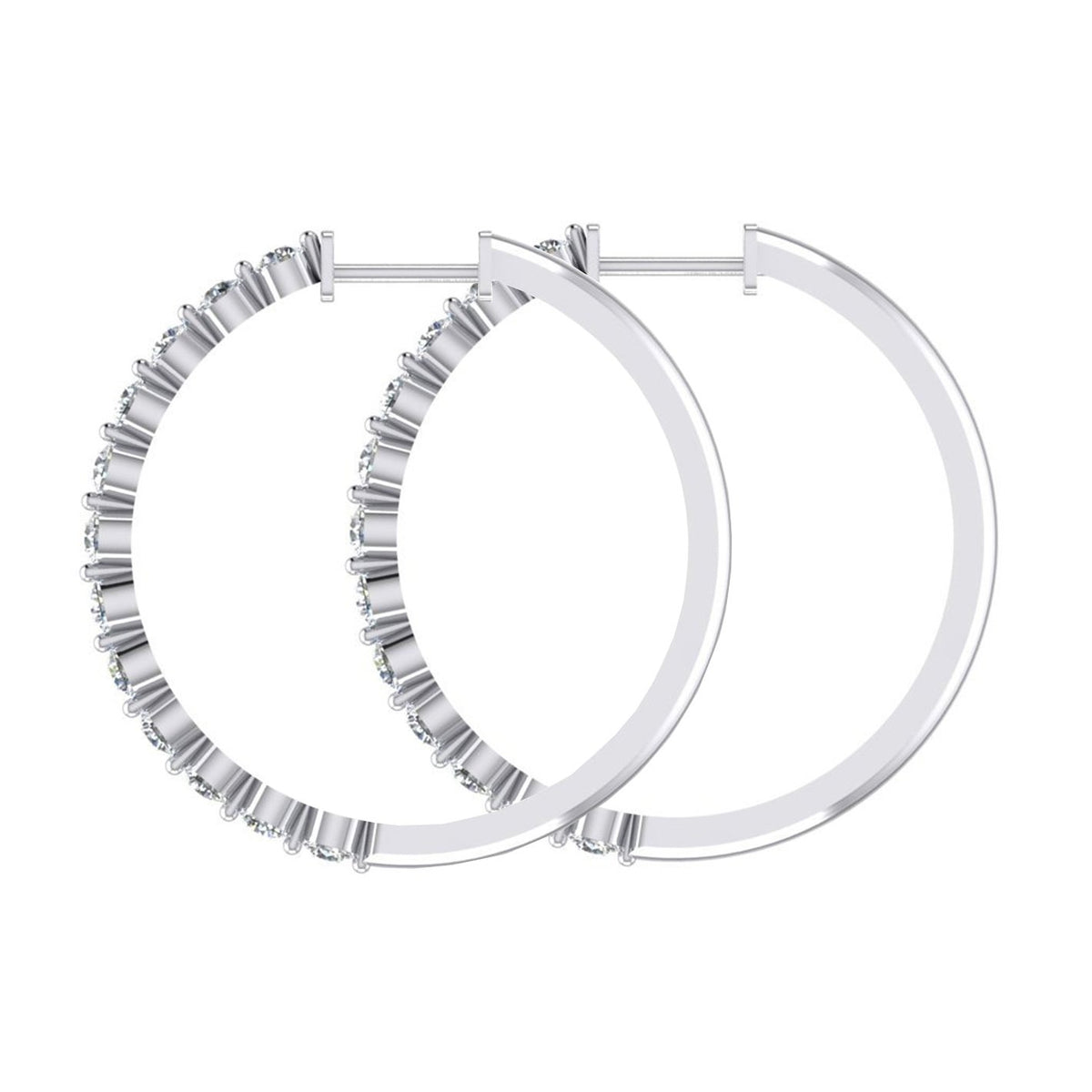 Products Ladies Floating Round Diamond Hoop Earrings 3.60