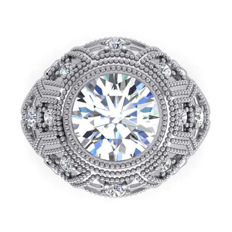 Large Antique Style Big Diamond Ring