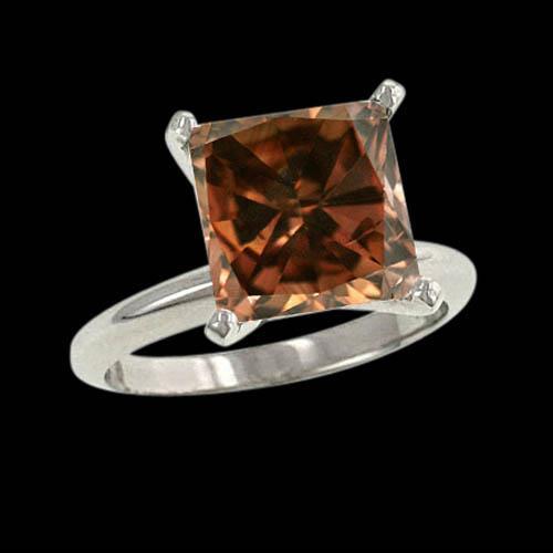 natural princess diamond 3ct ring front view