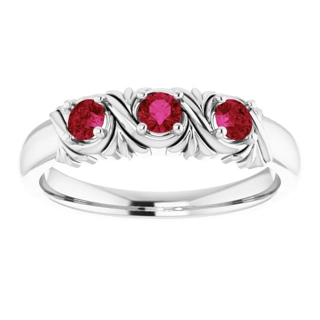 Three-Stone New Amazing Antique Style Ruby Women