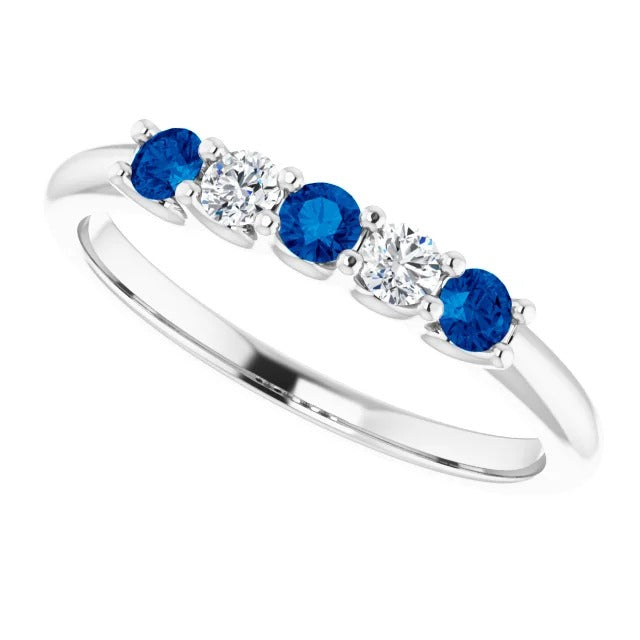 Diamond Blue Sapphire Stone White Gold Gemstone Ring
