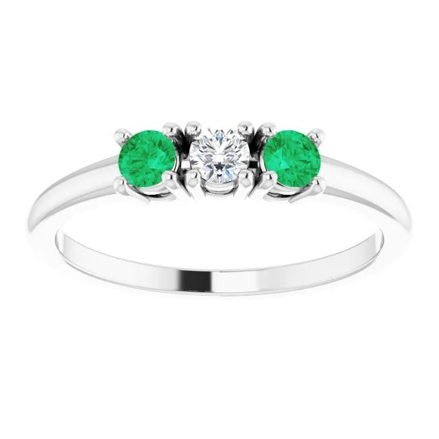 Ladies Three Stone Diamond 4 Prong Setting Women Jewelry Gemstone Ring