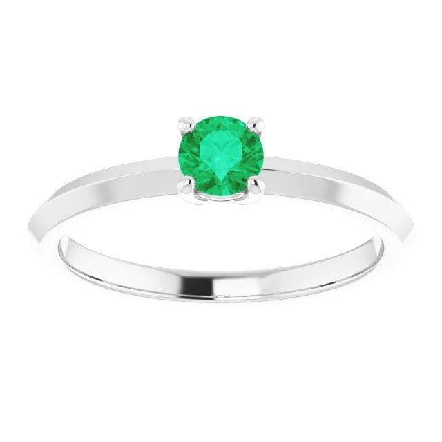 Ladies Solitaire Green Emerald Women Jewelry Gemstone Ring